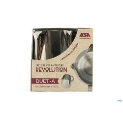 REVOLUTION DUET-LATTIERA 2 BECCHI 50CL TAZZE 6 INOX - BECCO GRANDE DAVANTI E PICCOLO A SINISTRA