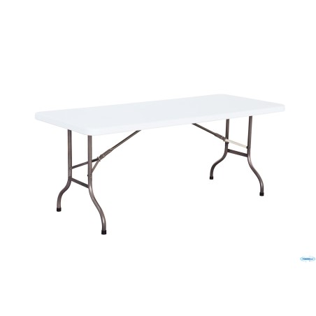 TAVOLO CATERING RETTANGOLARE CM.183X76XH.74 PIEGHEVOLE CON PANNELLO IN HDPE E GAMBE IN ACCIAIO. PORTATA MASSIMA 200 KG